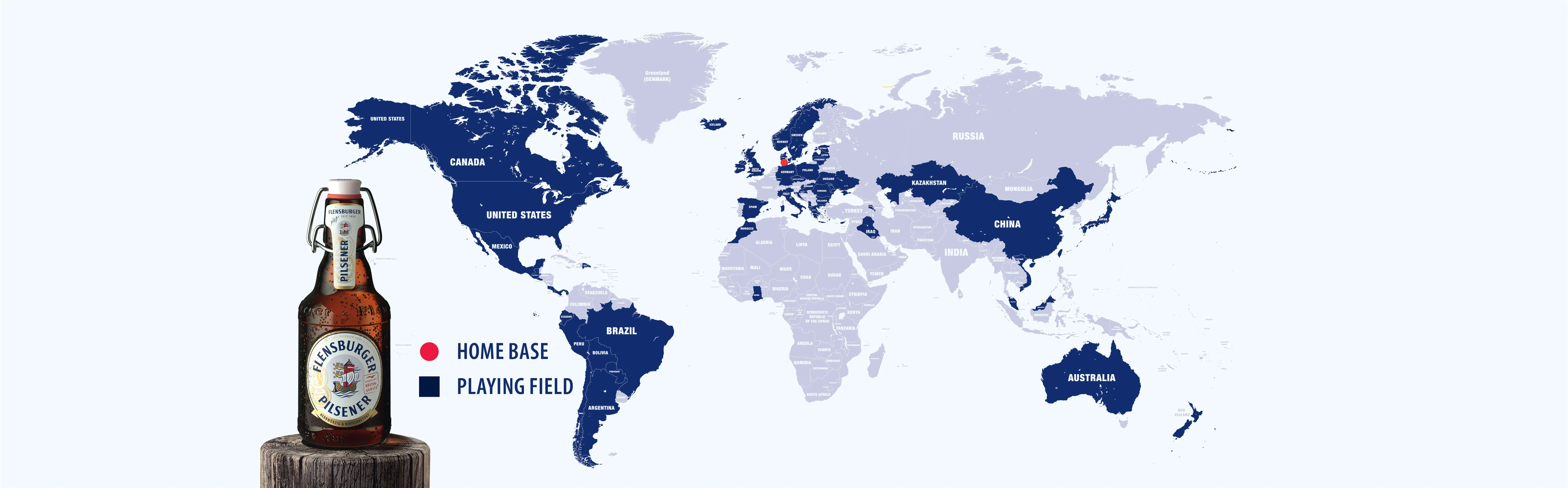 World map with distribution of Flensburg varieties.